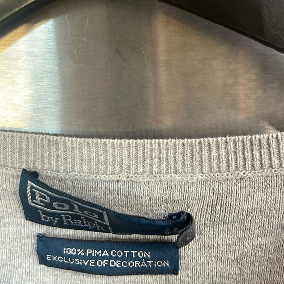 100% PIMA COTTON Ralph Lauren Polo Men’s Size L, SLEEVELESS Sweater‎ Vest gray - Picture 6 of 11